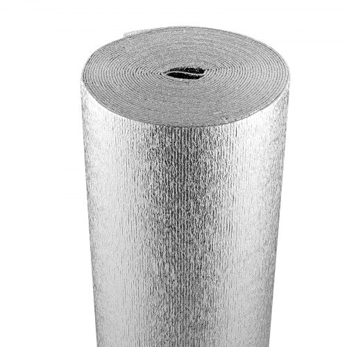Double Reflective Insulation Roll, Foam Core Radiant Barrier, 3.2 mm 48 in x 50 ft, Double-Sided Aluminum Foil EPE Foam Heat Reflective Shield, Thermal Insulation Roll for Window RV Roof