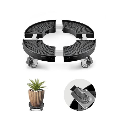 Trash Can Dolly with 4 Lockable Wheels, 440lbs Weight Capacity, Round Trash Can Roller Base, 15-22.8 in Adjustable, Heavy Duty Drum Dolly Plant Caddy, Multi-Functional Rolling Dolly Cart, Black