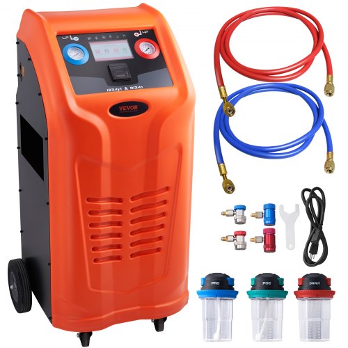 Fully Automatic Refrigerant Recovery Machine for R134A+R1234YF - AC Recovery Machine Kit Built in Electronic Scale/Compressor/Recovery Tank, Recovery Machine HVAC Dual Cylinder