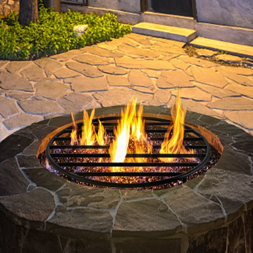 VEVOR Fire Pit Grate, Heavy Duty Iron Round Firewood Grate, Round Wood Fire Pit Grate 19, Firepit Grate with Black Paint, Fire Grate with 4 Removable Round Legs for Burning Fireplace and Firepits