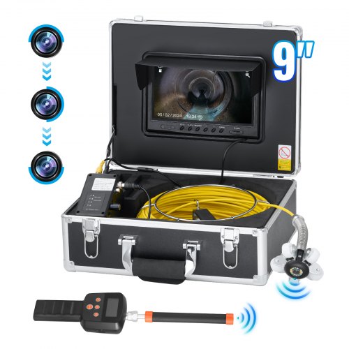 Sewer Camera with 512Hz Locator, 98 ft/30 m, 9' Drain Inspection Camera with Self-Leveling, 36X Zoom, Plumbing Camera with Lights-12 LED, 32GB Card, IP68 Waterproof Snake Camera for Duct Pipe