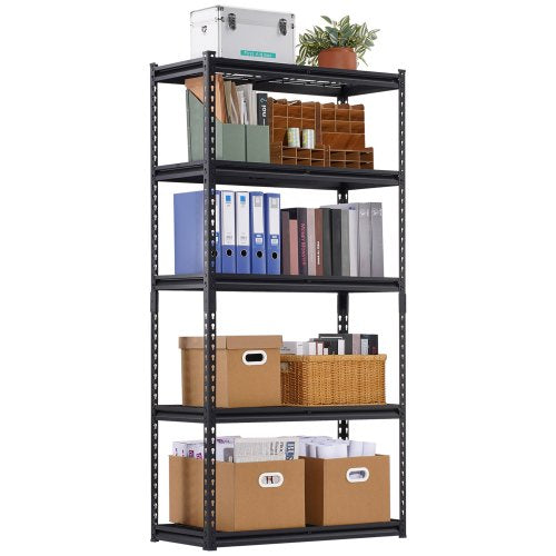 Storage Shelves, 2000 lbs, 5 Tier Heavy Duty Garage Shelving, 16' D x 36' W x 72' H Adjustable Metal Shelves for Industrial Shelving Unit Utility Shelf, for Kitchen, Warehouse, Basement, Black