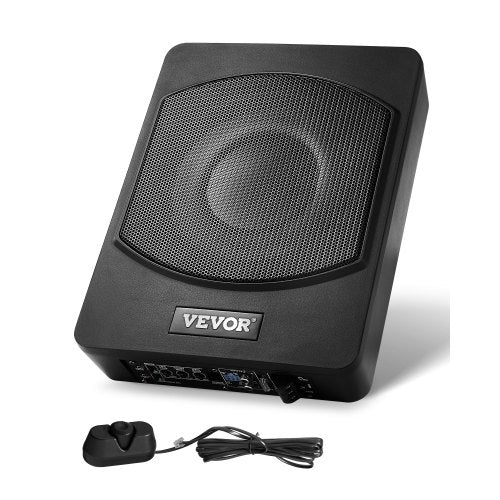 10' 240W Underseat Car Subwoofer, Slim Powered Car Subwoofers Under the Seat, Low Profile Audio Sub Built-in Amplifier, High/Low Level Input & Volume Controller for SUVs, Car, Truck, RV