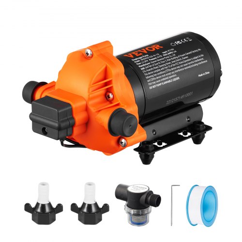 RV Water Pressure Diaphragm Pump 3Chambers 110V 3.3GPM 45PSI Adjustable Presssure Fresh Water Pump, Self Priming Sprayer Pump for RV Camper Marine Boat Lawn