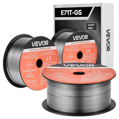 Flux Core MIG Welding Wire, E71T-GS 0.03-inch 2 LBS, Gasless Mild Steel Welding Wire with Low Spatter for All Position Arc Welding, Self-Shielded for Outdoor Use (Pack of 3 Rolls)