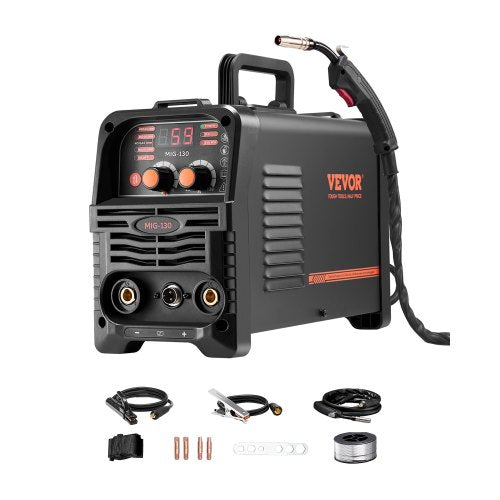 MIG Welder, 130Amp Synergic Mig Welding Machine, 3-in-1 Flux Core MIG/Stick/Lift TIG Multi-Process Welder Machine, 110V Portable Mig Welder with IGBT Inverter Technology & Digital Display Screen