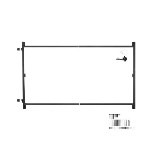 Gate Building Kit, Fits 60 to 96 in Wide Openings, Up from 6 to 7 ft?High Fence, Adjustable Gate Building Kit, Anti Sag Full Gate Frame Kit with Latch Lock, Screw, for Wooden Fence, Iron, Black