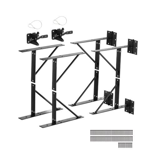 Gate Corner Brace Bracket, 2 Sets, Anti Sag Gate Frame Hardware Kit, Gate Frame Brace Bracket with Latch Lock, Screws, for Shed Doors, Corral Gates, Driveway Gates, Stable Gates, Iron, Black