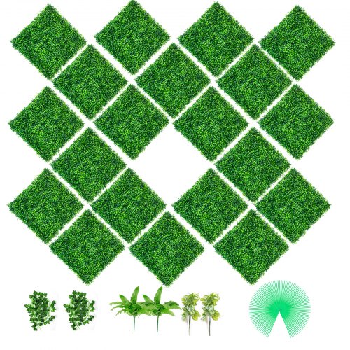 Artificial Boxwood Panels, 20 PCS 20\'x20\' Boxwood Hedge Wall Panels, PE Artificial Grass Backdrop Wall 1.6\', Privacy Hedge Screen for Decoration of Outdoor, Indoor, Garden, Fence, and Backyar