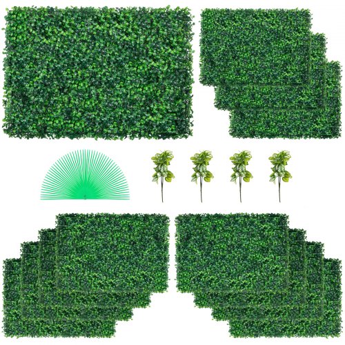 VEVOR 12PCS 24x16 Grass Wall Panels for 32 SQ Feet, Boxwood Hedge Wall Panels, Artificial Grass Backdrop Wall 1.6, Privacy Hedge Screen UV Protected for Outdoor Indoor Garden Fence Backyard