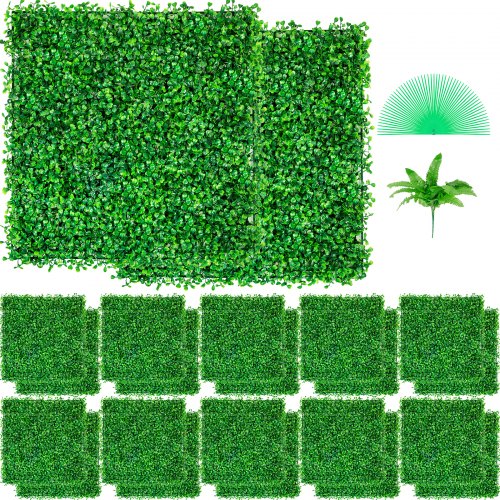 Artificial Boxwood Panel UV 24pcs Boxwood Hedge Wall Panels Artificial Grass Backdrop Wall 10\' X 10\' 4 cm Green Grass Wall, Fake Hedge for Decor Privacy Fence Indoor, Outdoor Garden Backyard