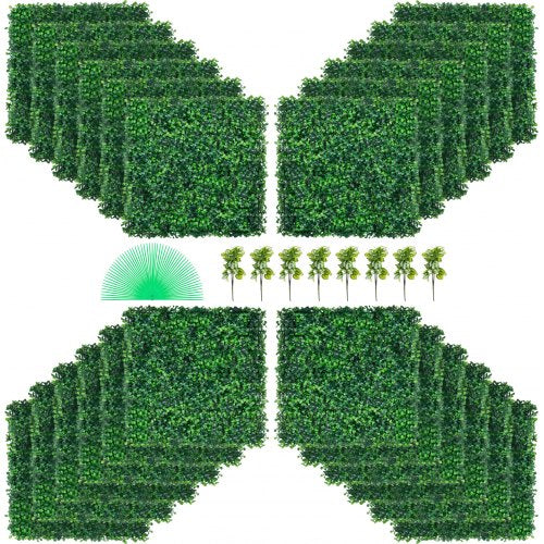 VEVOR Artificial Boxwood Panel UV 24pcs Boxwood Hedge Wall Panels Artificial Grass Backdrop Wall 20 X 20 4 cm Green Grass Wall Fake Hedge for Decor Privacy Fence Indoor Outdoor Garden Backyard