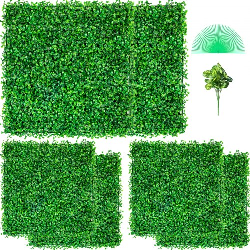 Artificial Boxwood Panel UV 6pcs Boxwood Hedge Wall Panels, Artificial Grass Backdrop Wall 20\' X 20\' 4 cm Green Grass Wall, Fake Hedge for Decor Privacy Fence Indoor, Outdoor Garden Backyard