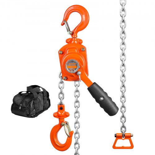 Manual Lever Chain Hoist, 1/2 Ton 1100 lbs Capacity 10 FT Come Along, G80 Galvanized Carbon Steel with Weston Double-Pawl Brake, Auto Chain Leading & 360¡ã Rotation Hook, for Garage Factory Dock
