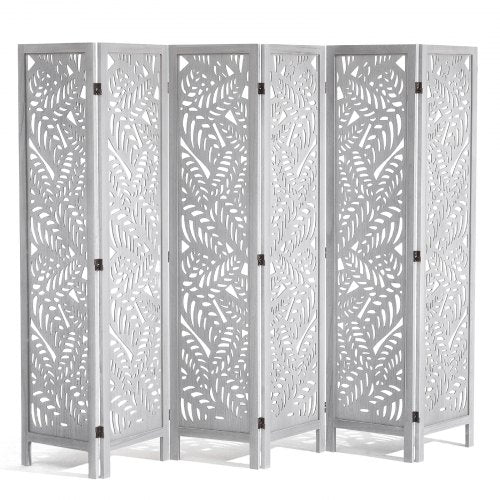 Wood Room Divider, 6 Panel Wood Folding Privacy Screen, 66.9 Inches?Tall Indoor Carved Partition Divider, Portable?Decoration Screen, for Room Separation, Home,?Office, Restaurant & Bedroom