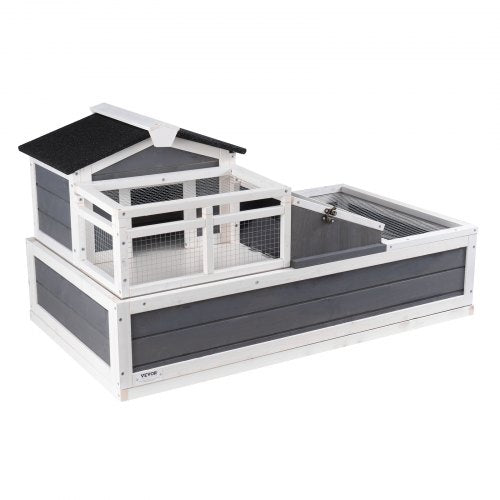 3-Room Tortoise House,Tortoise Habitat with Balcony & 2 Stories, Wooden Tortoise Enclosure Indoor & Outdoor with Ramp, Tray, Openable Roof, Large Reptile Cage, 44' x 25.6'x 24'