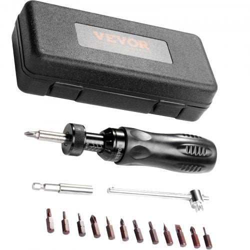 VEVOR Torque Screwdriver, 1/4 Drive Screwdriver Torque Wrench, Electrician Torque Screwdriver with Scale, 10-70 in/lbs Torque Range, 1 in-lbs Torque Increment Torque Screwdriver with Bits & Case