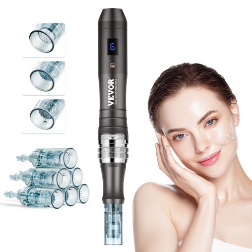 Professional Microneedling Pen, Electric Derma Pen with 6PCS Disposable Cartridges, 6 Variable Speed Skin Care Beauty Device with LCD Display and 0-2.5mm Adjustable Needle Length