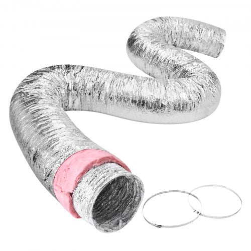 Dryer Vent Hose, 10'' Insulated Flexible Duct 25FT Long with 2 Duct Clamps, Heavy-Duty Three Layer Protection for HVAC Heating Cooling Ventilation and Exhaust, R-6.0 Flame Resistance Value