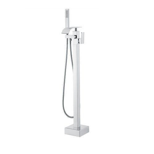 Freestanding Bathtub Faucet, Floor Mount, Freestanding Tub Filler, Shower Mixer Taps, Two Water Modes, 360¡ã Swivel Spout, for Bathing & Showering Pet Bathing Cleaning Drains Toilet Flushing
