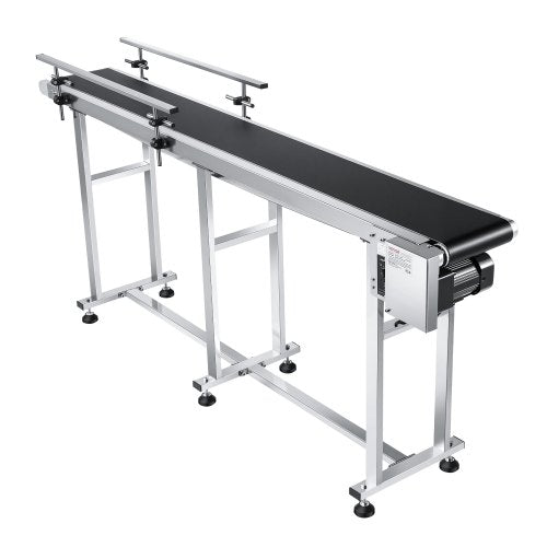 Belt Conveyor, 71 x 7.8 inch Conveyor Table, Heavy Duty Stainless Steel Motorized Belt Conveyor for Inkjet Coding Applications Powered PVC Belt Anti-Static Adjustable Speed (Double Guardrail)