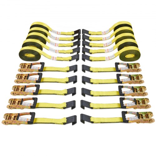 Ratchet Tie Down Straps (10PK), 10000 lb Break Strength, Endless Ratchet with 10 Premium 2' x 30' Tie Downs Heavy Duty, Track Spring Fittings for Moving Securing Cargo, Appliances, Motorcycle