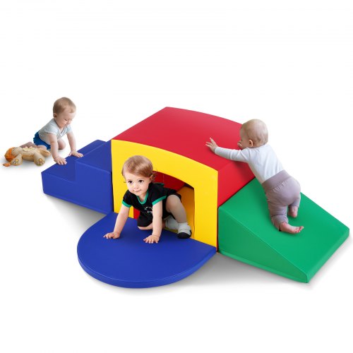 Toddler Climbing Toys Indoor, 5 Piece Climb, Crawl and Tunnel Soft Play Equipment, Foam Climbing Toys, Kids Tunnel Maze with Stairs and Ramp,Indoor for Preschoolers Easy to Clean (Assorted)