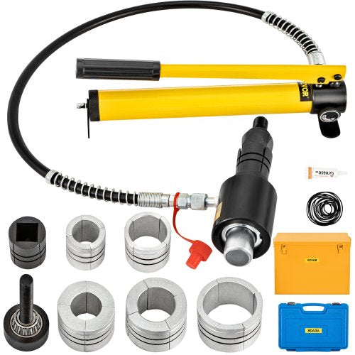 Hydraulic Exhaust Pipe Expander, 1-5/8\' to 4-1/4\' size, 10 T Manual Hydraulic Pipe Stretcher with 4 Dies and 2 Storing Case for Copper, Aluminum Tubes in Car Repairing