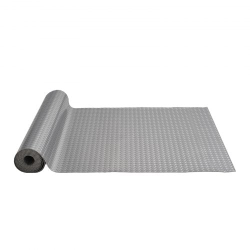 Garage Floor Mat, 228.35 x 59.05 inch PVC Garage Flooring Roll, Non-slip Diamond Texture, 93.65 sq.ft Covering Space, Garage Mats for Under Cars, for Gyms Boats Car Trailer, Silver