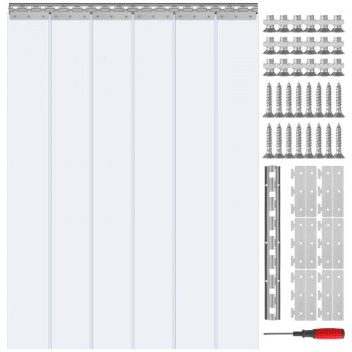 Strip Curtain, 84' Height x 38' Width, 0.08' Thickness, 6PCS Clear PVC Strip Door Curtain, Freezer Curtain, Plastic Door Strips for Walk in Freezers, Coolers & Warehouse Doors, with 50% Overlap