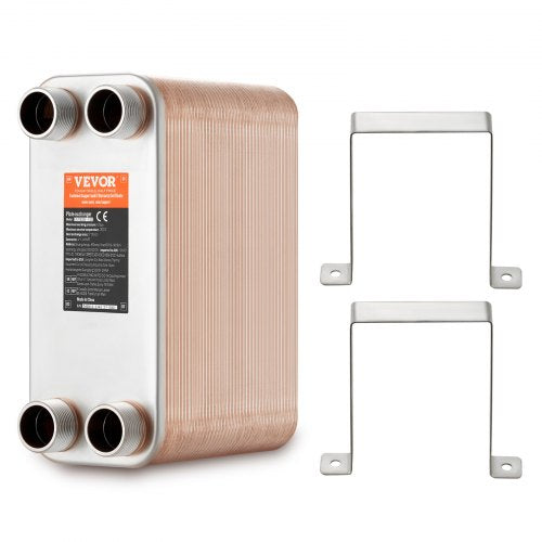 Heat Exchanger, 5'x 12' 80 Plates Brazed Plate Heat Exchanger, Copper/316L Stainless Steel Water To Water Heat Exchanger For Floor Heating, Water Heating, Snow Melting, Beer Cooling