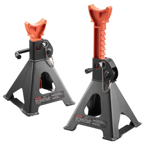 Jack Stands, 3 Ton (6,600 lbs) Capacity, 10.8-16.3 in Adjustable Height, Heavy Duty Steel Jack Auto Stands with Double Locking, for Lifting SUV, Pickup, Car, UTV/ATV, 1 Pair, Black and Orange