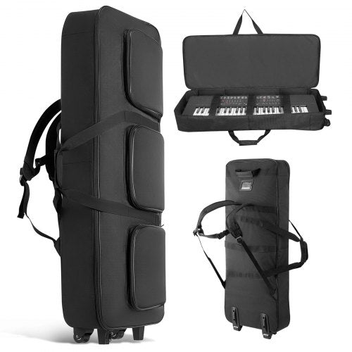 88 Key Keyboard Case, 40.9 x 16.9 x 5.1 in Interior, Padded Rolling Piano Case with Wheels, Sturdy Handle, 3-Pocket Storage, Gig Bag with Smooth Wheels, for 88 Note Keyboards and Electric Pianos