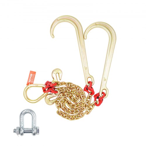 VEVOR 5/16 x 2' G80 Tow Chain J Hook V-Chain Bridle Grab Hook Wrecker 10800 lbs