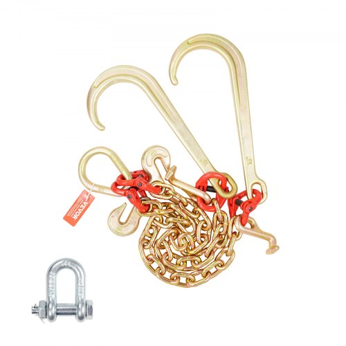 G80 V Bridle Chain, 3/8' x 2' Towing Chain Bridle with 15' J Hooks, T Hooks & Grab Hooks, Heavy Duty Transport Tow Chain Bridle with 7800 lbs Safe Working Load for Flatbed Truck Wrecker Recovery