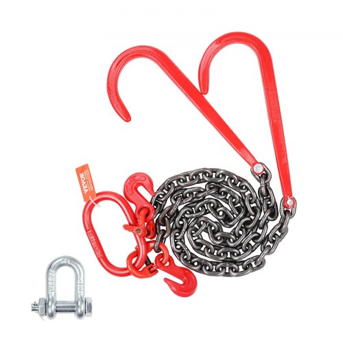 G80 V Bridle Chain, 3/8' x 3' Towing Chain Bridle with 15' J Hooks and Grab Hooks, Heavy Duty Transport Tow Chain Bridle with 7800 lbs Safe Working Load for Flatbed Trailer Wrecker Recovery