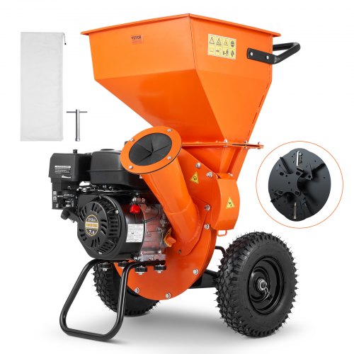 Wood Chipper Shredder Mulcher, 7HP Heavy Duty Gas Powered Engine, 3¡± Max Diameter 212cc 4.1 kW, 4-Stroke 3-in-1 Woodchipper, Fast Chipping Chopping for Forestry, Gardens, EPA Certified
