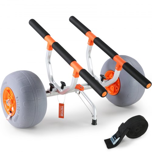 Heavy Duty Kayak Cart, Foldable Canoe Trolley Cart with 12'' Tires, Adjustable Width 6.69'-17.32',350 Lb Weight Capacity Kayak Trolley for Kayaks Canoes Paddleboards Float Mats Jon Boats
