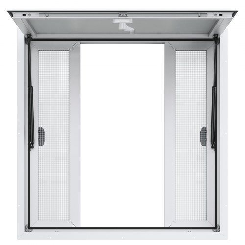 Concession Window 36'x36', Aluminum Alloy Food Truck Service Window with 4 Horizontal Sliding Windows & Awning Door & Drag Hook, Up to 85 Degrees Serving Window for Food Truck Concession Trailer