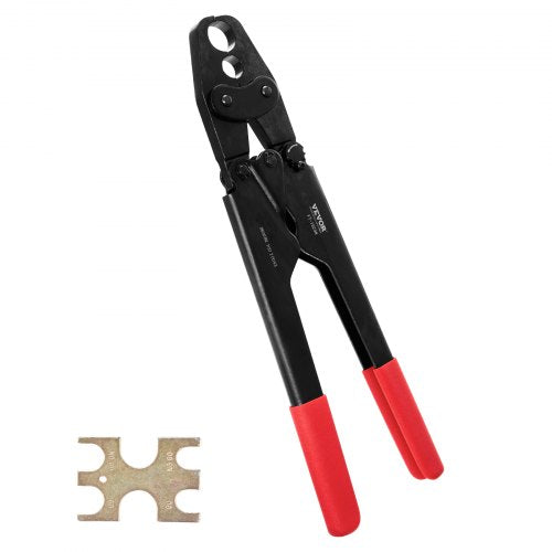 PEX Crimping Tool, Dual Head Combo PEX Crimper Tool for 1/2' and 3/4' PEX Copper Crimp Rings, Compact Plumbing Crimp Tool with Go/No-Go Gauge, Well-Polished Jaw, Meets ASTM F1807 Standards