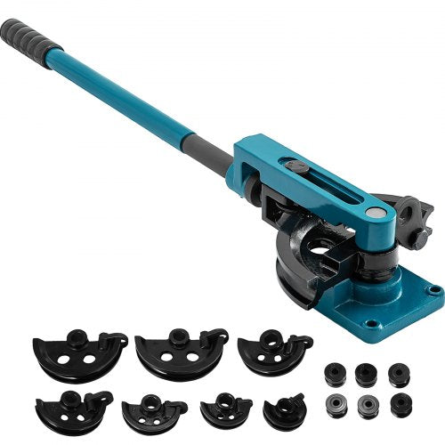 Pipe Tube Bender, 3/8' to 1' Manual Pipe Tube Bender, with 7 Dies, Heavy Duty Tube Bender Tubing of Steel Metal Copper, for Repair Shops, Blue