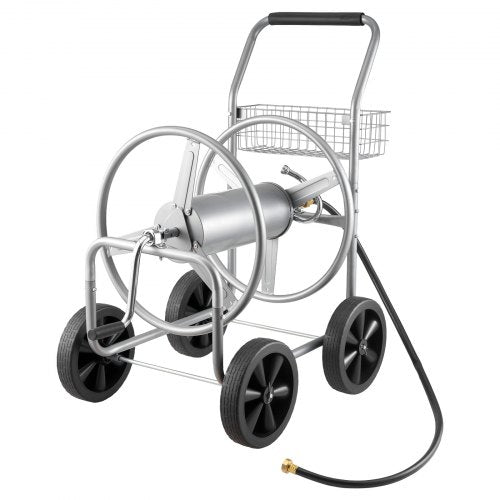 Hose Reel Cart, Hold Up to 250 ft of 5/8¡¯¡¯ Hose, Garden Water Hose Carts Mobile Tools with 4 Wheels, Heavy Duty Powder-coated Steel Outdoor Planting with Storage Basket, for Garden, Yard, Lawn