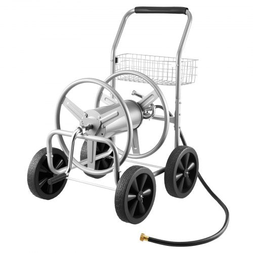 Hose Reel Cart, Hold Up to 300 ft of 5/8¡¯¡¯ Hose, Garden Water Hose Carts Mobile Tools with 4 Wheels, Heavy Duty Powder-coated Steel Outdoor Planting with Storage Basket, for Garden, Yard, Lawn