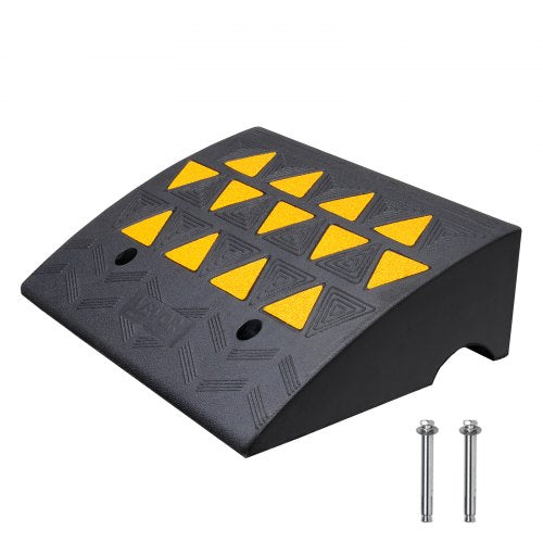Rubber Curb Ramp 6' Rise Height Sidewalk Curb Ramp, 14.6' Width 19.3' Length Driveway Ramp for Curb, 15T Heavy Duty Rubber Ramp for Forklifts, Trucks, Buses, Cars, Wheelchairs, Bikes