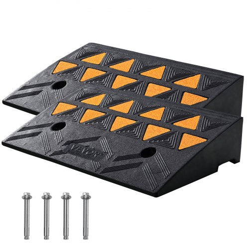 Rubber Curb Ramp 2 Pack, 4.3' Rise Height Heavy-Duty 33069 lbs/15 T Capacity Threshold Ramps, Driveway Ramps with Stable Grid Structure for Cars, Wheelchairs, Bikes, Motorcycles