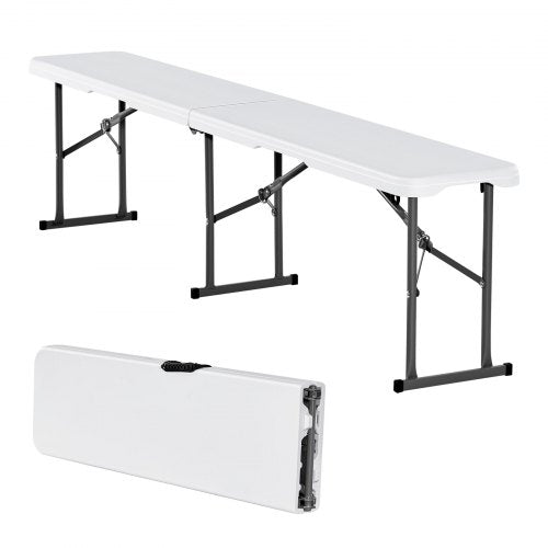Plastic Folding Bench, 6 ft Portable Bench for Indoor/Outdoor Picnic Party Patio Camping Dining, Foldable Smooth HDPE Seat for Garden Soccer Multipurpose Entertaining Activities, 1 Pack, White