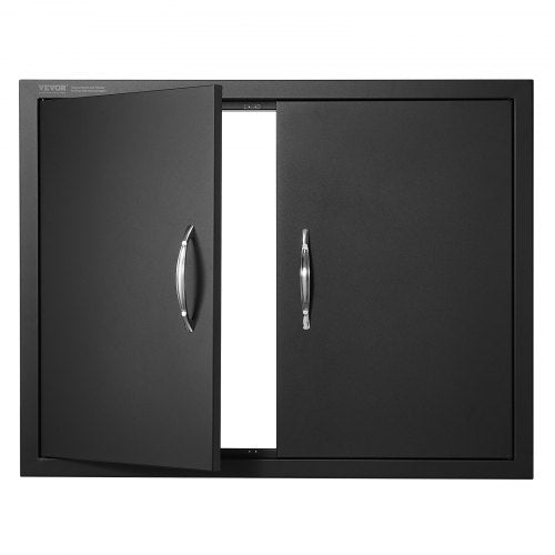 BBQ Access Door, 31W x 24H Inch Double Outdoor Kitchen Door, Cold Plate Flush Mount Door, Wall Vertical Door with Handles, for BBQ Island, Grilling Station, Outside Cabinet(Stainless Steel + Oil-Sprayed Product)