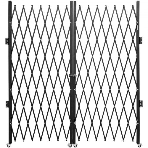 VEVOR Double Folding Security Gate, 7.1' H x 12.5' W Folding Door Gate, Steel Accordion Security Gate, Flexible Expanding Security Gate, 360¡ã Rolling Barricade Gate, Scissor Gate or Door with Keys