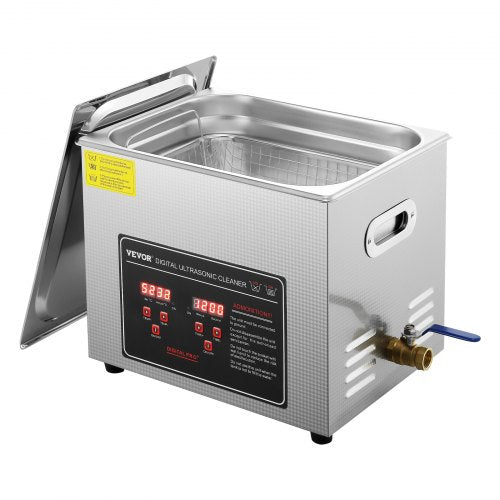 Ultrasonic Cleaner with Digital Timer & Heater, Professional Ultra Sonic Jewelry Cleaner, Stainless Steel Heated Cleaning Machine for Glasses Watch Rings Small Parts Circuit Board (10L)