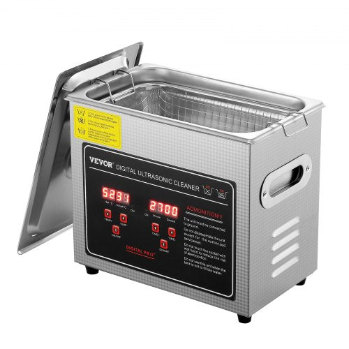 Ultrasonic Cleaner with Digital Timer & Heater, Professional Ultra Sonic Jewelry Cleaner, Stainless Steel Heated Cleaning Machine for Glasses Watch Rings Small Parts Circuit Board (3L)